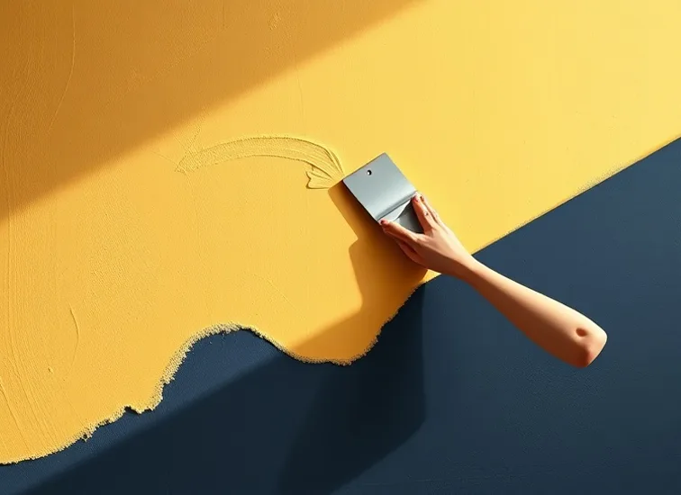 Application d'un enduit décoratif à la lisseuse sur un mur