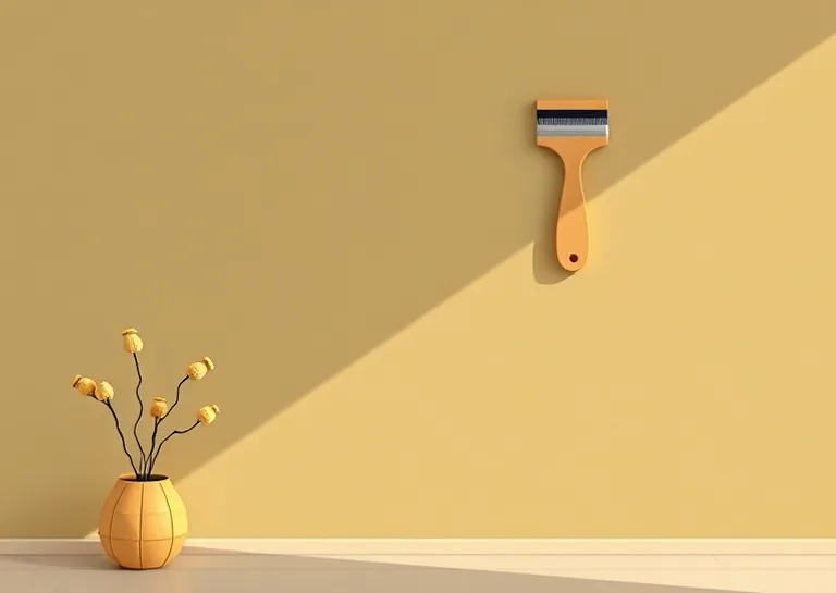 Pose de papier peint, rouleau et brosse à maroufler